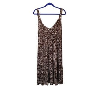 Metro 7 Brown White Floral Sleeveless Dress Size L (12/14)